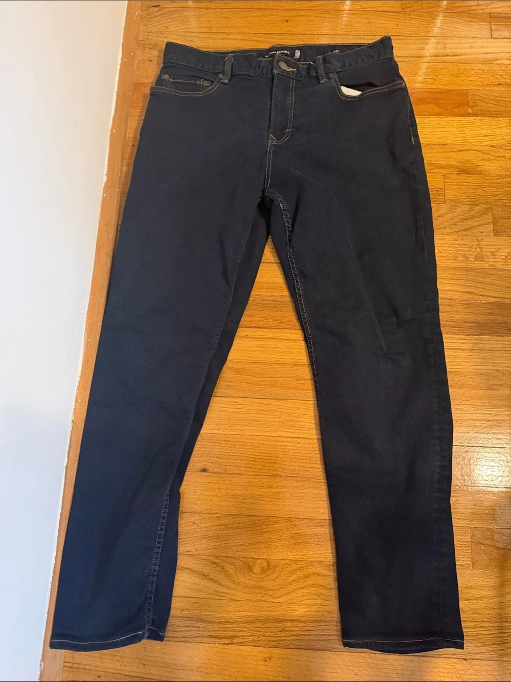 Banana Republic Women’s Navy Skinny Jeans with Gold Stitching